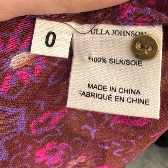 Ulla Johnson Addie Smocked Ruffle Silk Top Size 0 Floral Paisley Print - Picture 6 of 12